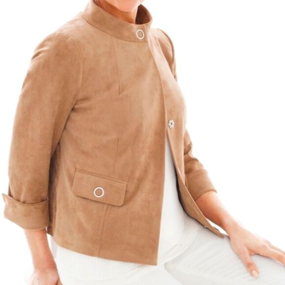 Chico's BLACK LABEL Faux-Suede Crop Jacket Sz 1 (8) - Picture 2 of 11